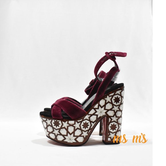 NIB CHRISTIAN LOUBOUTIN Velvet Platform Sandals Heels - Picture 2 of 9